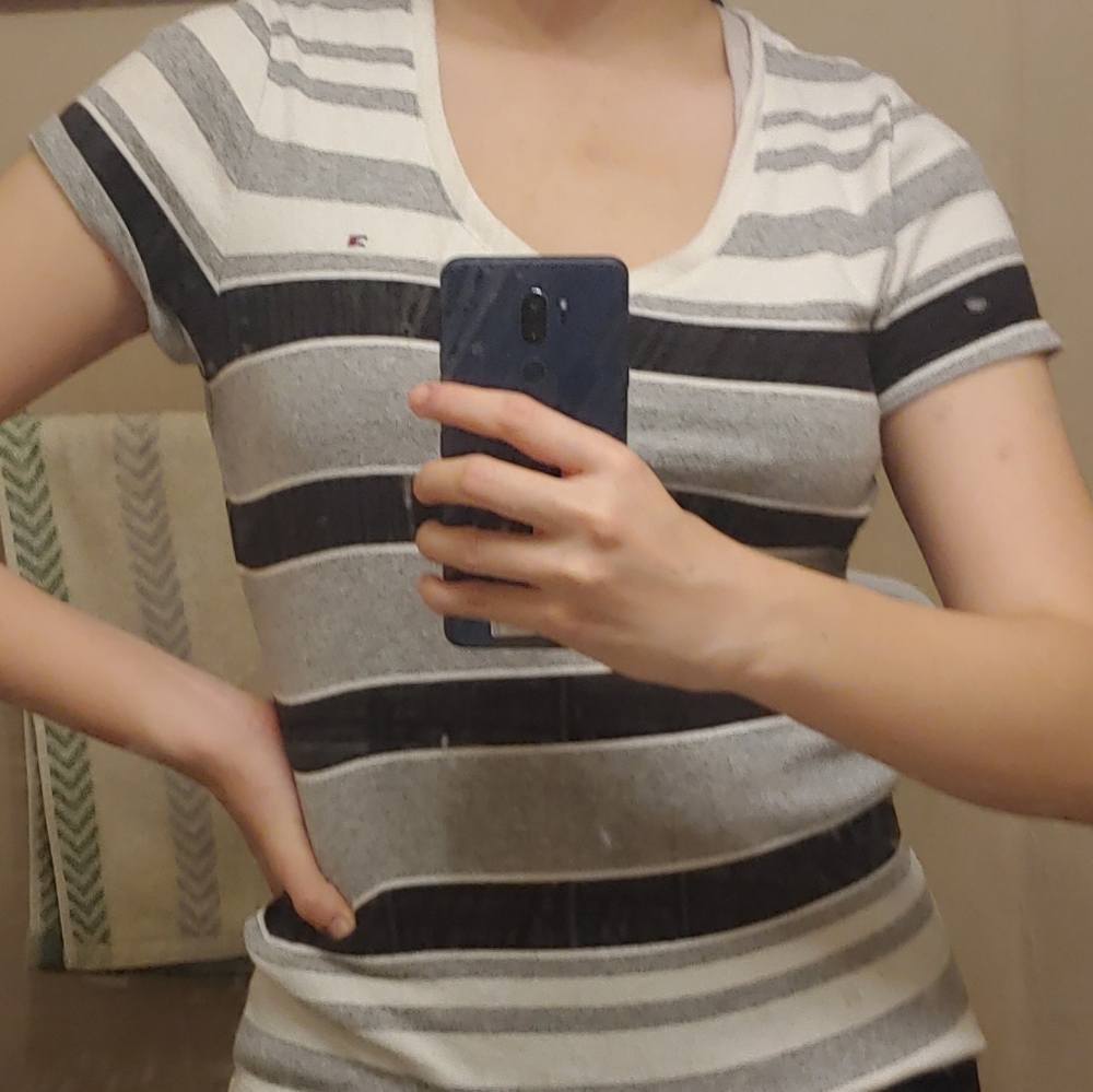 Tommy Hilfiger V neck striped top